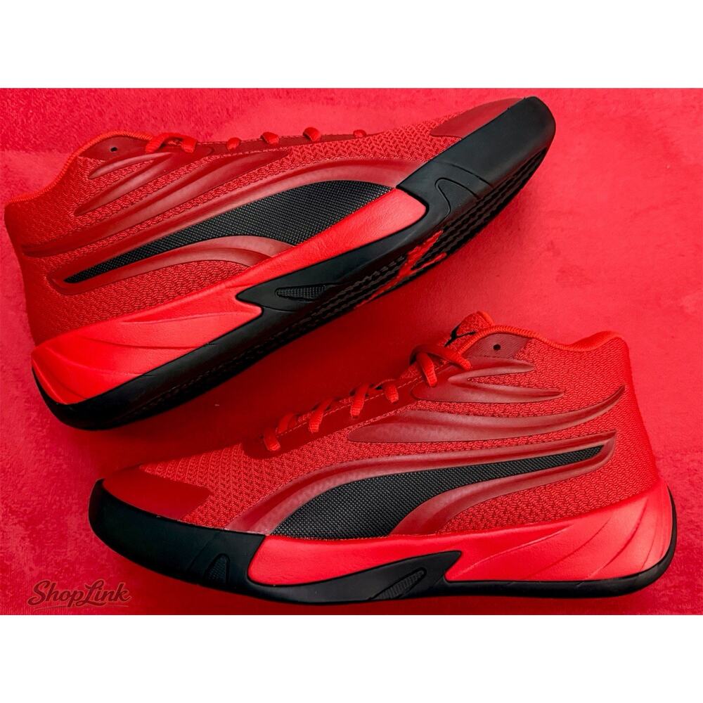 Puma Court Pro Basketball Sneakers Mens 8 Red Black Trim Shoes 310829-02 - Picture 9 of 13